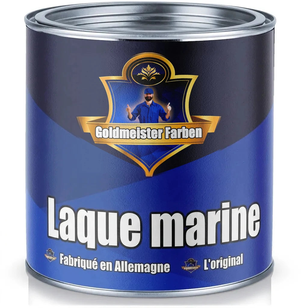 Pot de peinture bleu Goldmeister Farben Bootslack, Fabriqué en Allemagne, L'Original.