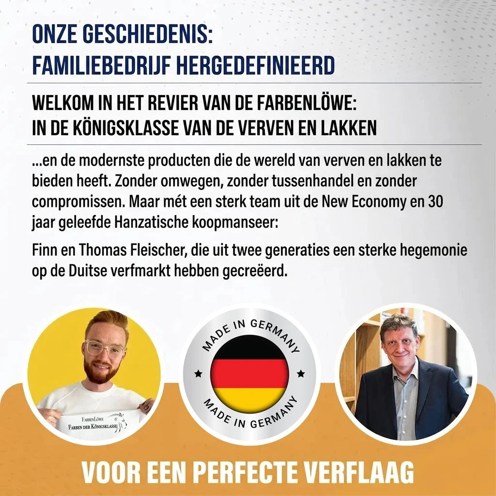The Flynn houtbeits: Farben Löwe als Duits familiebedrijf met de oprichters Finn en Thomas