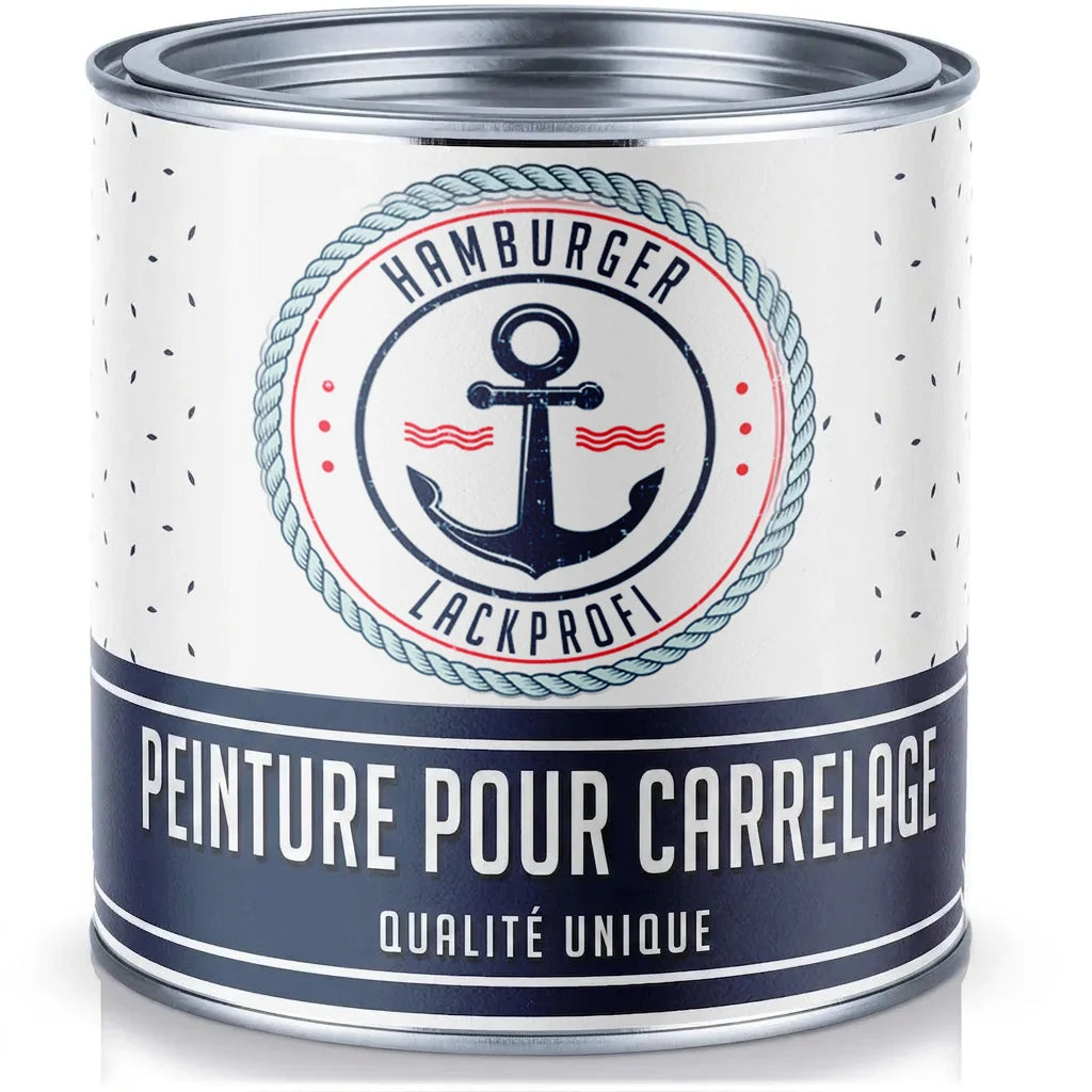 Bidon de peinture laque pour carrelage Hamburger Lackprofi de qualité unique avec ancre marine.