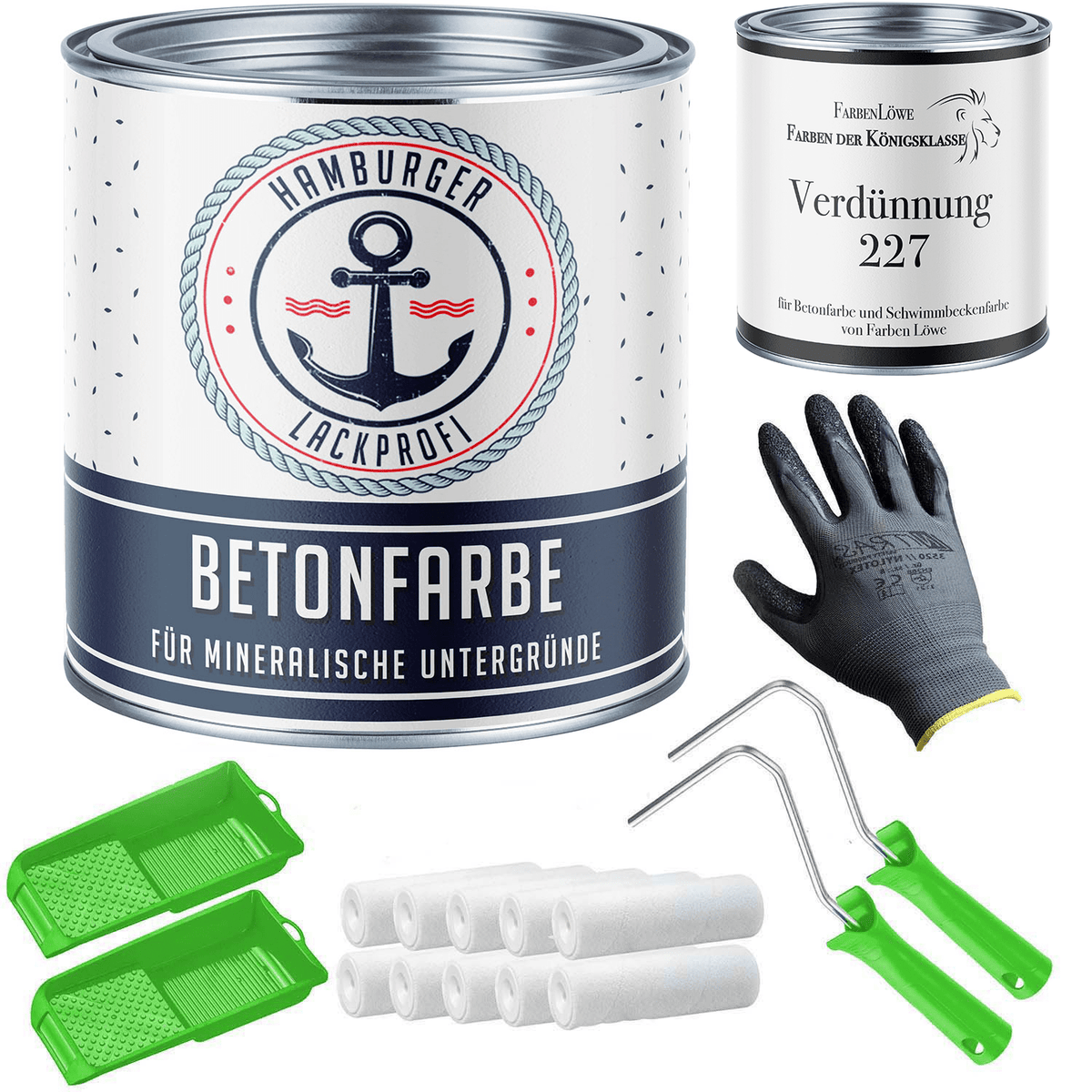 Hamburger Lack-Profi lakken en coatings Hamburger Lack-Profi betonverf met lakset (X300) en verdunner (1 L) - 30% voordeel