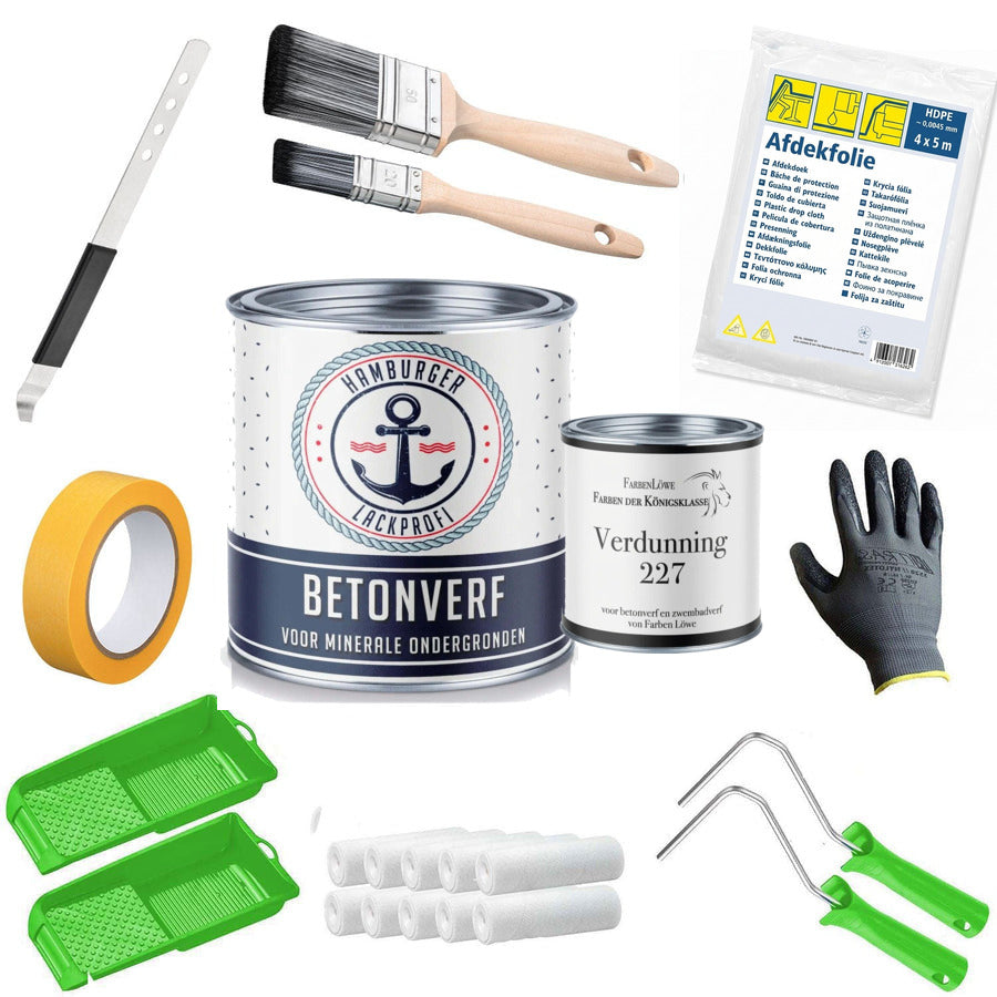 Betonverf alles-in-één-set (X500) incl. toebehoren XXL - Hamburger Lack-Profi