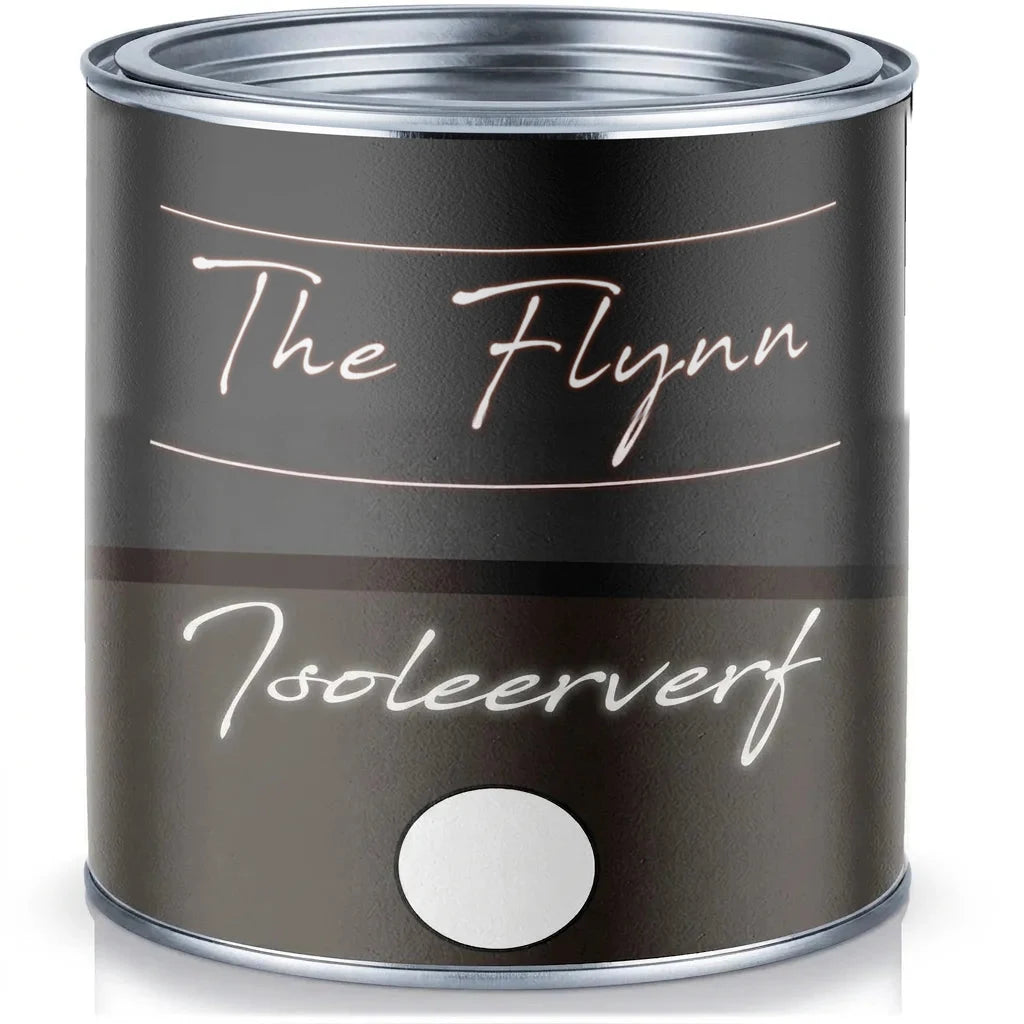 The Flynn schimmelwerende verf: zwart metallic blik met een wit kleurstaaltje