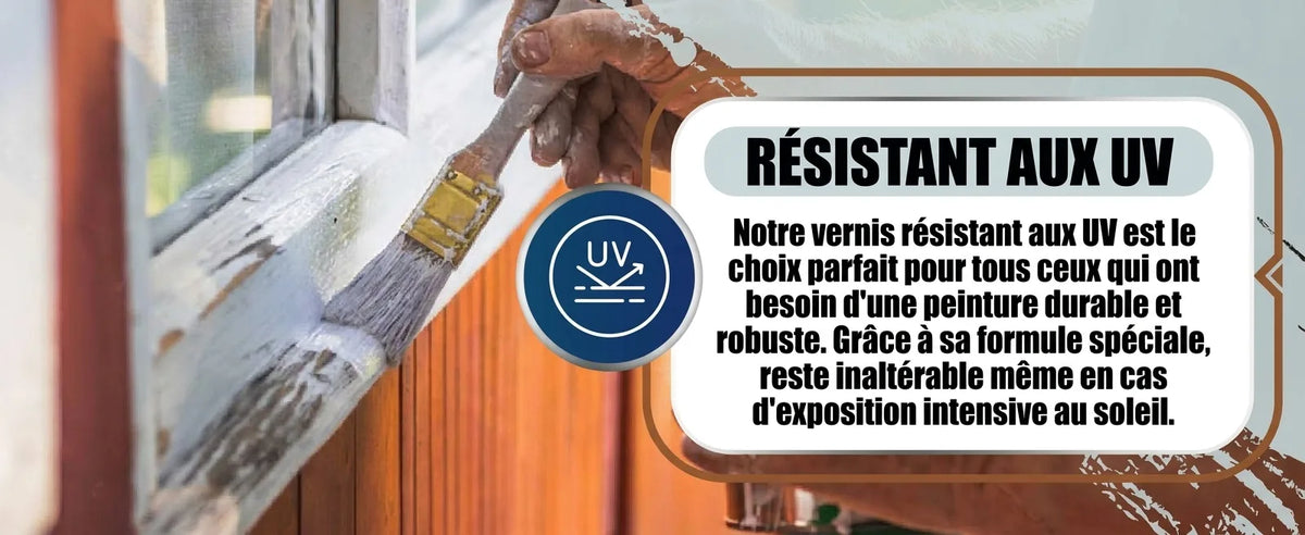 Personne peignant une fenêtre en blanc. Information sur une laque blanche résistante aux UV pour un résultat durable.