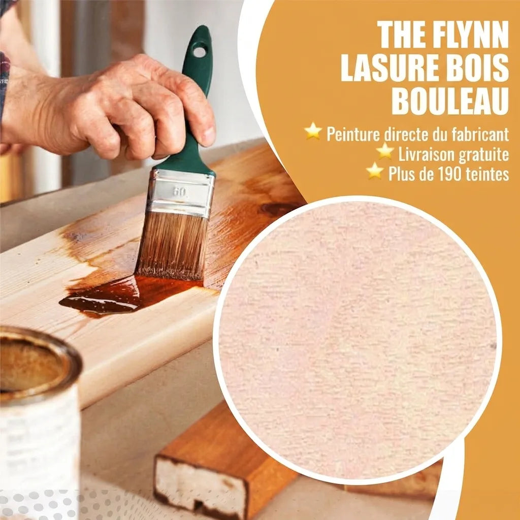 Application de lasure bois Flynn Bouleau au pinceau. Échantillon de couleur. Livraison gratuite, plus de 190 teintes.