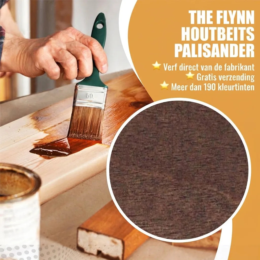 The Flynn houtbeits in palissander: persoon beitst hout, donkerbruin kleurstaal, 190+ kleuren