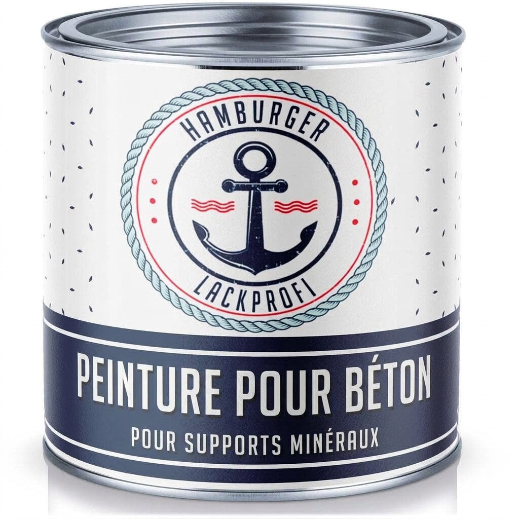 Peinture pour béton Hamburger Lack-Profi, pot blanc et bleu marine avec ancre, pour supports minéraux