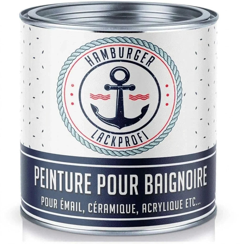 Peinture pour baignoire 2K Hamburger Lack-Profi, pot blanc et bleu marine pour émail, céramique et acrylique
