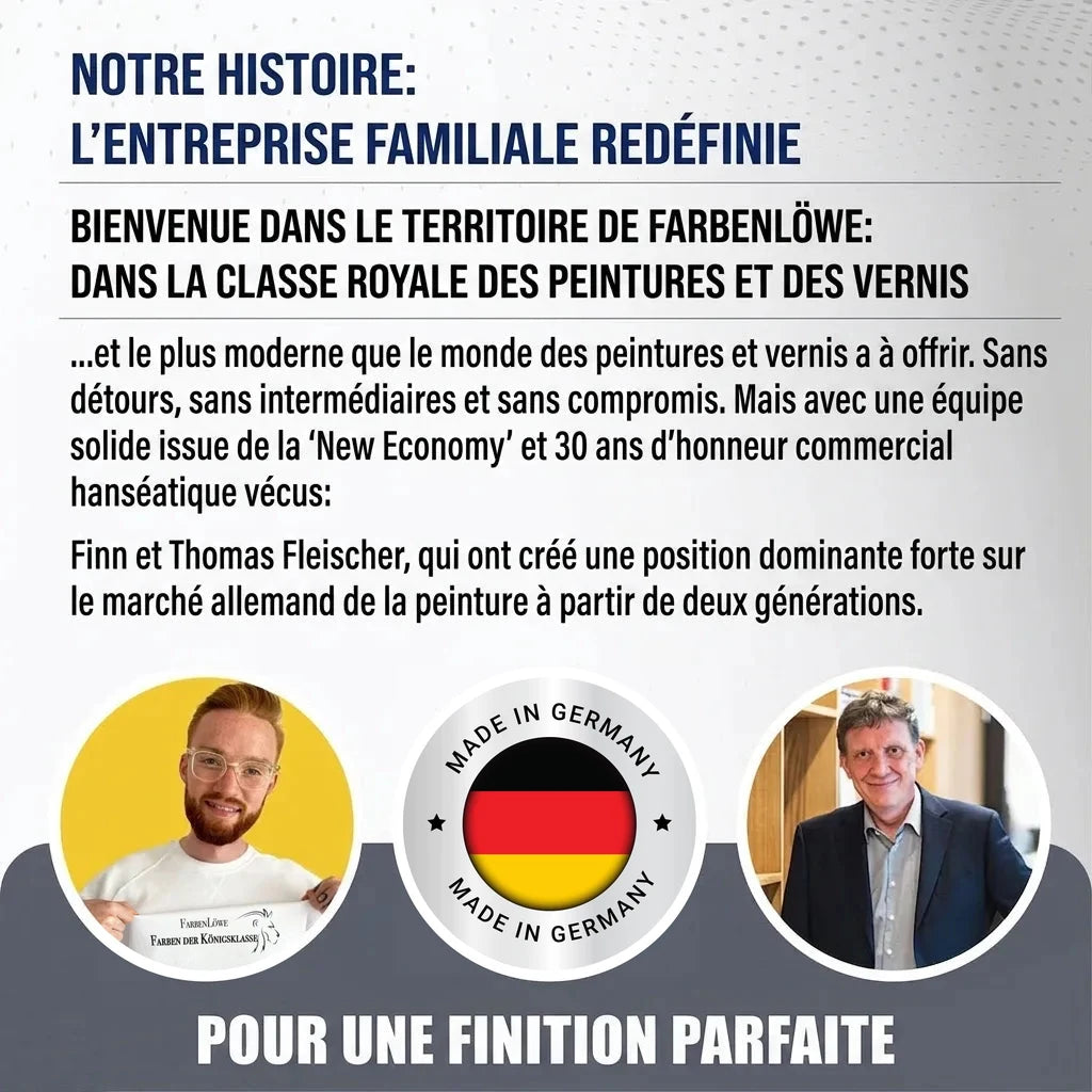 Visuel Farben Löwe sur l'histoire de l'entreprise familiale et ses peintures haut de gamme fabriquées en Allemagne