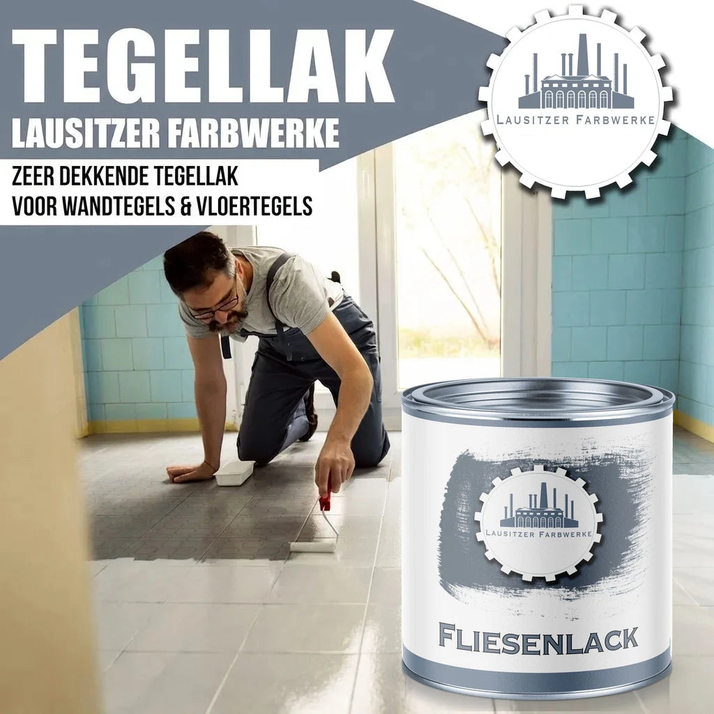 Lausitzer Farbwerke tegelverf: man verft vloertegels met de tegellak